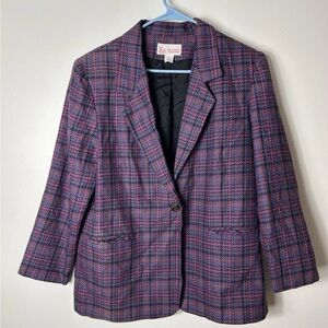 Vintage Women's Purple Plaid Blazer